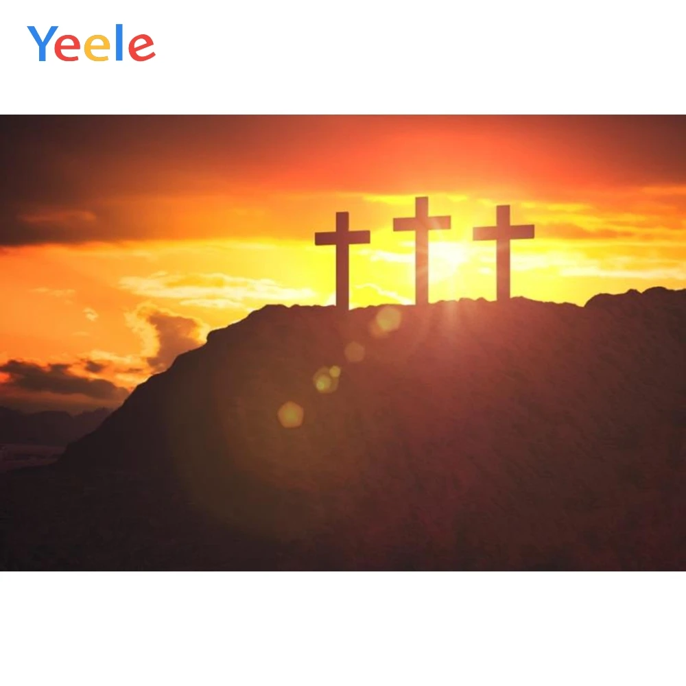 Фоны для фотосъемки Yeele закат светящиеся горы крест Христа Иисус индивидуальные