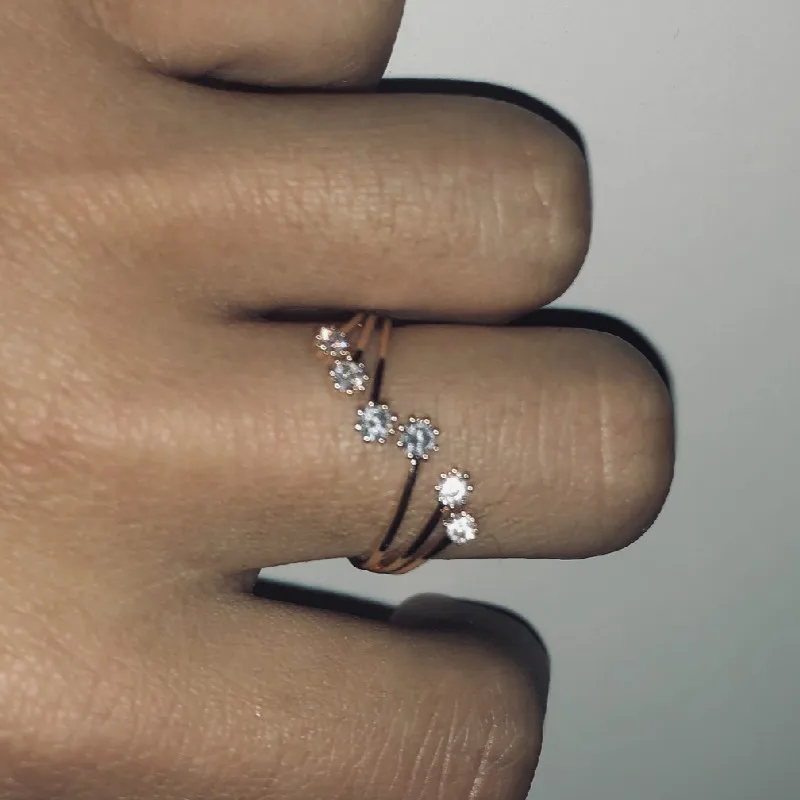 Женское Открытое кольцо с шестью цирконами модное Ювелирное Украшение роскошным