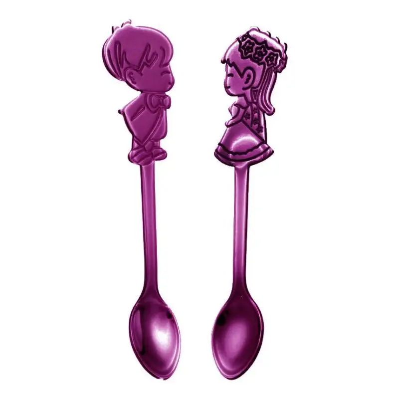 Нержавеющая сталь красочные Кофе ложка Радуга золото торт десертная творческий