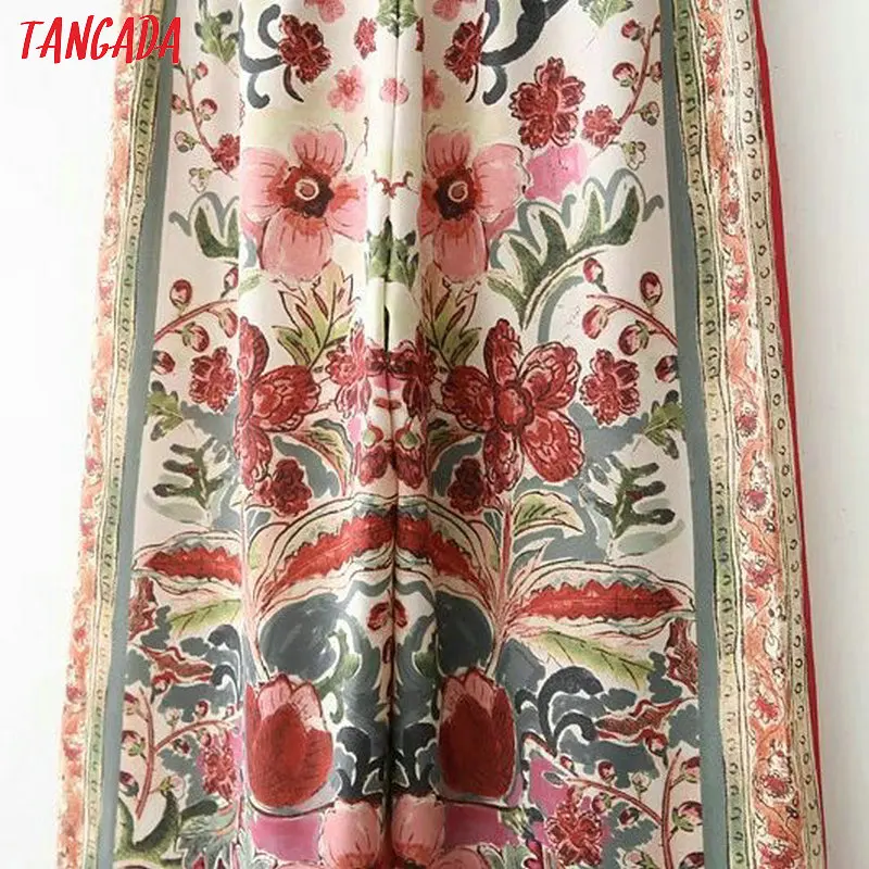 Tangada летние брюки брюки с высокой талией цветные брюки брюки с цветами широкие брюки брюки палаццо брюки с цветочным принтом XD290
