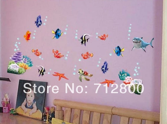 Рыба и пузырь съемный 3d обои на стенах Ванная комната декора Наклейки стену для