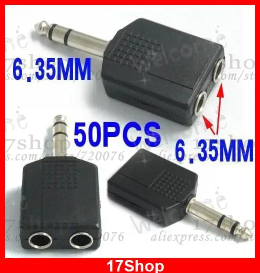 

Stereo Plug 6.35 mm TO 2 6.35 Socket Jack Audio Adapter