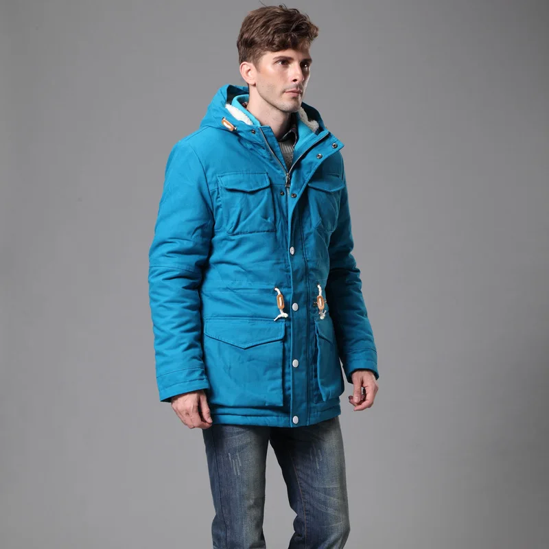 2018 Новая мужская зимняя куртка модная теплая с капюшоном плюс Вельветовая