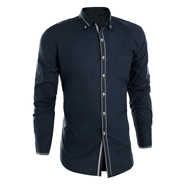 J0150Navy Jeetoo Мужская однотонная Тонкая Повседневная Свадебная рубашка деловая с длинным рукавом мужская одежда Блузки рабочая одежда формальный мужской смокинг размера плюс - Цвет: J0150Navy