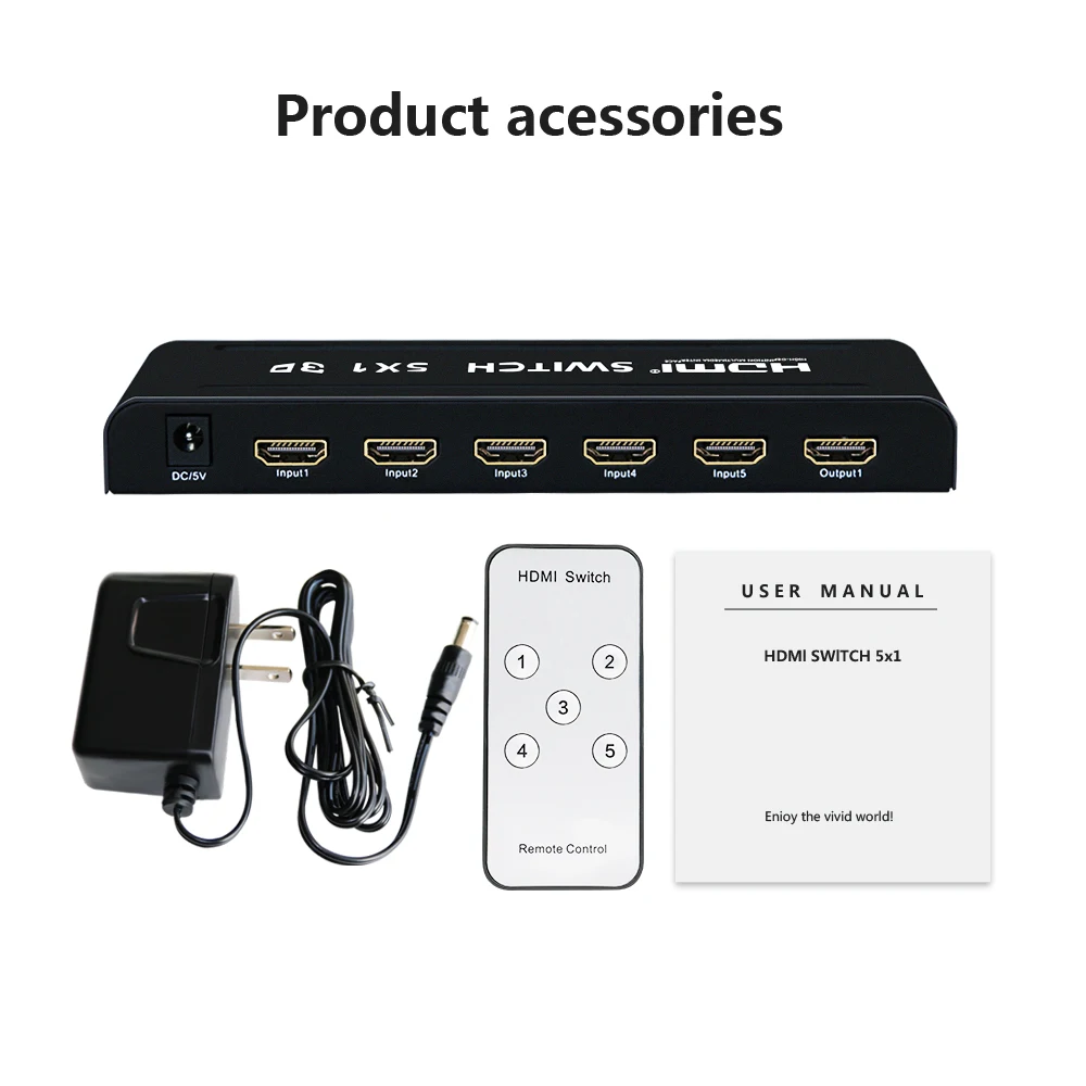 5 in 1 Out HDMI Audio Video Switch Converter switch 5x1/ 4x1/3x1 with IR Remote for PC DVD XBox Projector PS3/4 |