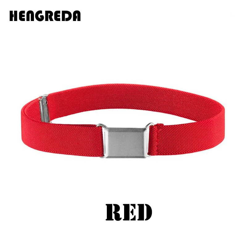 Red Эластичный пояс для детей; регулируемый ремень с магнитной пряжкой для маленьких мальчиков и девочек; ремни для джинсов; брюки - Цвет: Red
