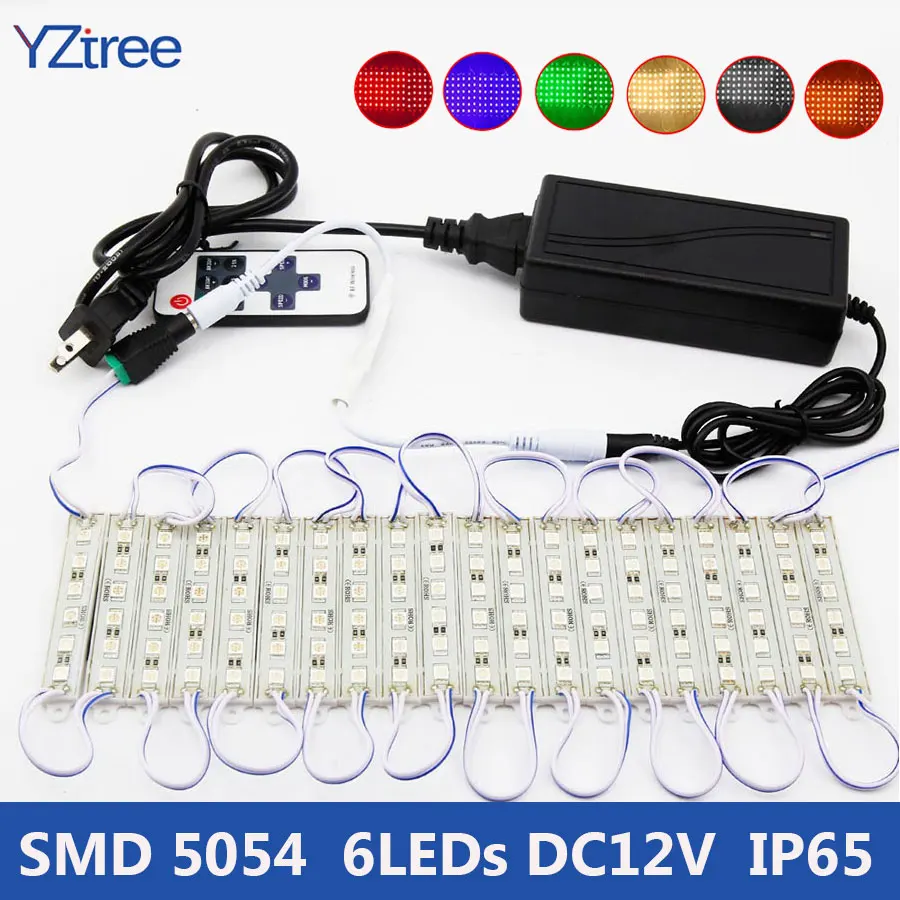 20 шт. SMD 5054 светодиодный модуль светильник 6 светодиодный s DC12V водонепроницаемый светодиодный рекламный модуль с подсветкой+ пульт дистанционного управления+ адаптер питания постоянного тока