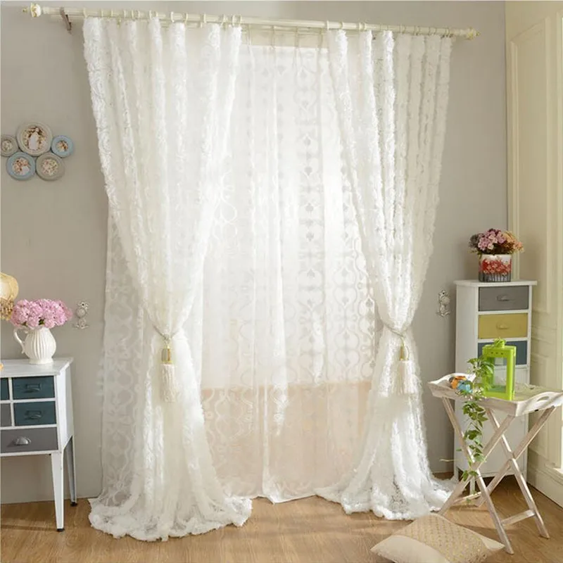 TUEDIO Белый Тюль в форме розы, занавеска для спальни, гостиной, отвесная занавеска s, роскошные шторы, романтическое свадебное украшение на заказ