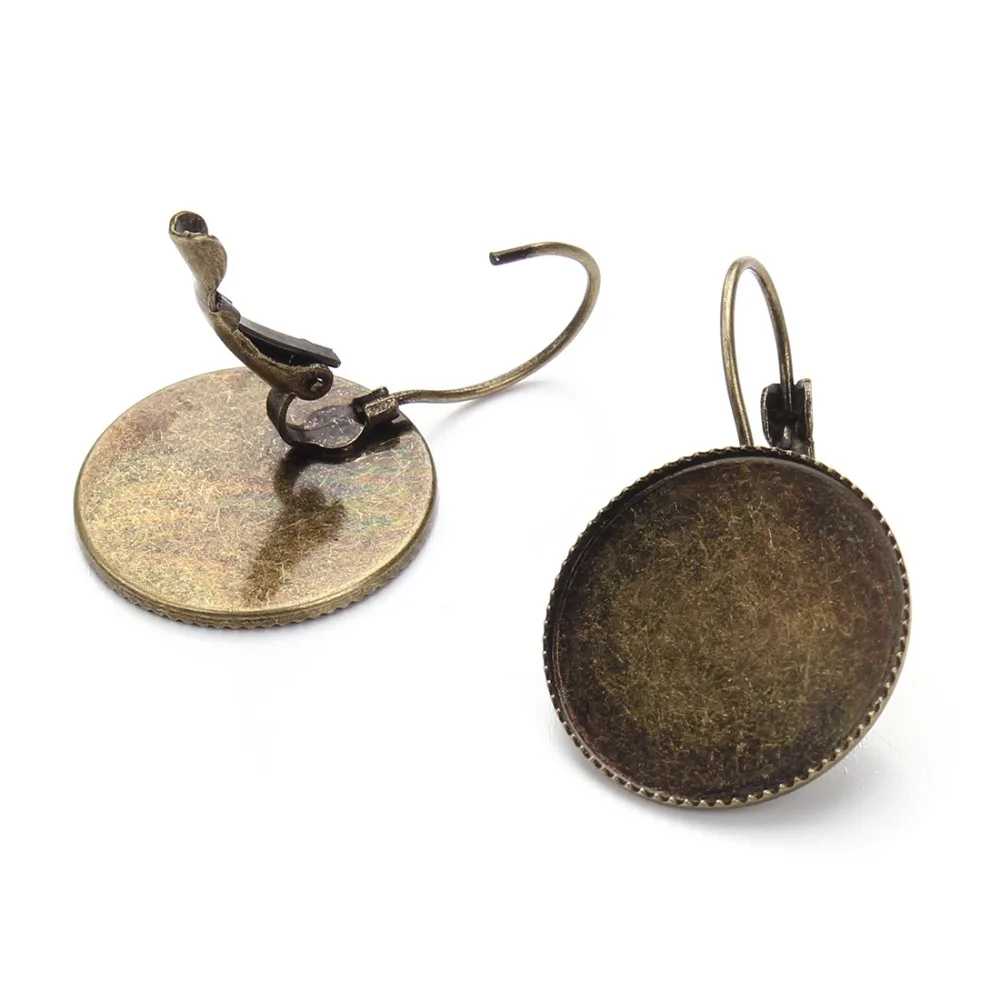 10 шт./лот античные бронзовые круглые сережки 20 мм 25 Безель пустая основа кабошона