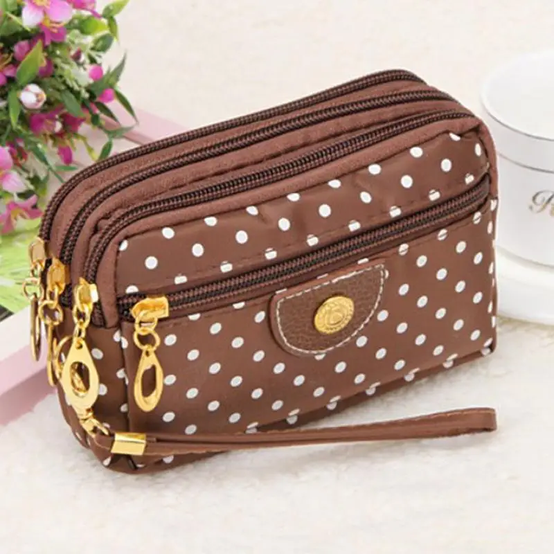 Темный хаки Узор в горошек Carteras Mujer женский клатч кошелек чехол для телефона Carteiras Femininas сумка для денег женский кошелек держатель для карт в винтажном стиле - Цвет: Темный хаки