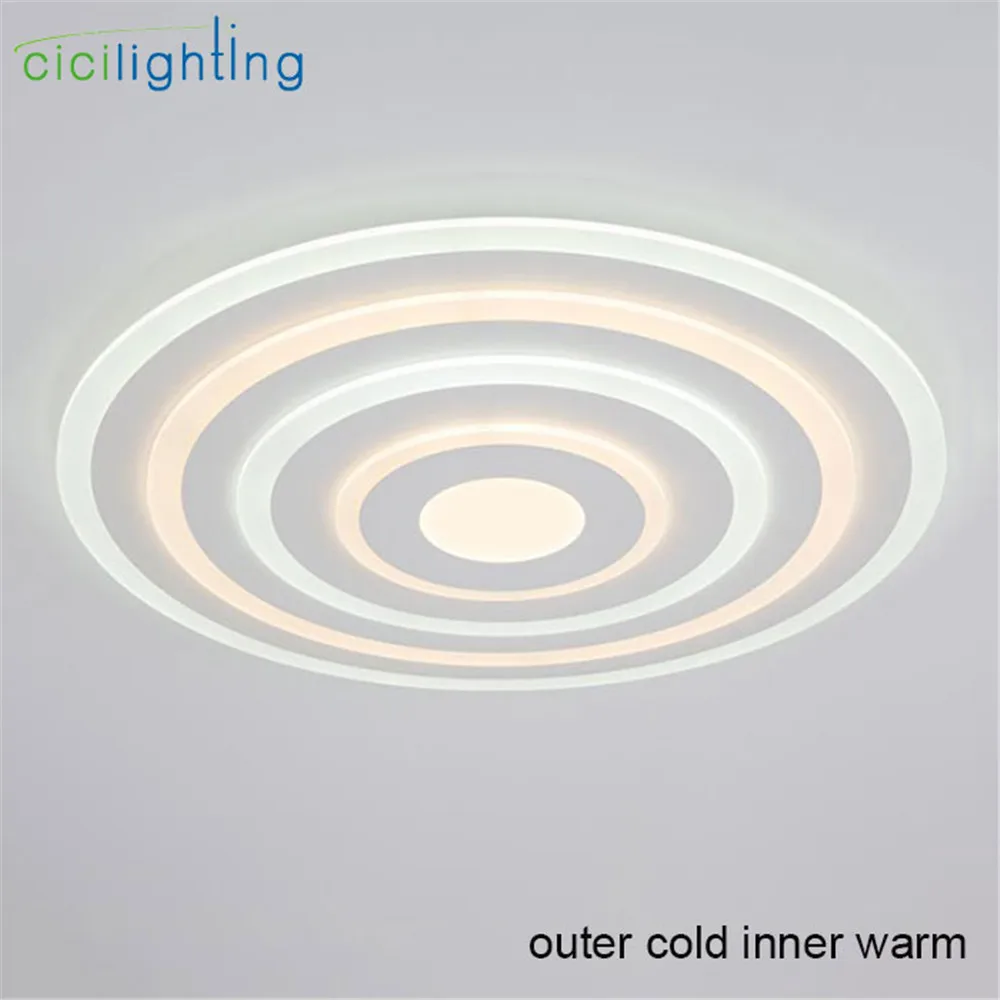inner warm out cold Новинка, 4 кольца, светодиодные потолочные светильники, современное гофрированное декоративное акриловое потолочное освещение, D40cm D60cm D80cm ультра тонкая круглая лампа - Цвет корпуса: inner warm out cold