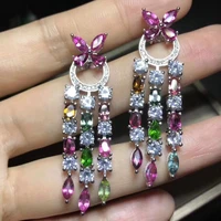 hot sale sterling silver colorful citrins 925 sliver tourmalins earrings