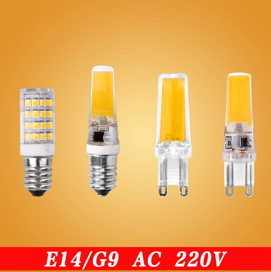 Светодиодная лампа G4 G9 E14, лампа с затемнением, освещение, AC DC 12 В 220 В, 3W, 6 Вт, 9 Вт, COB SMD, замена, галогенные лампы, прожектор, люстра Bombillas