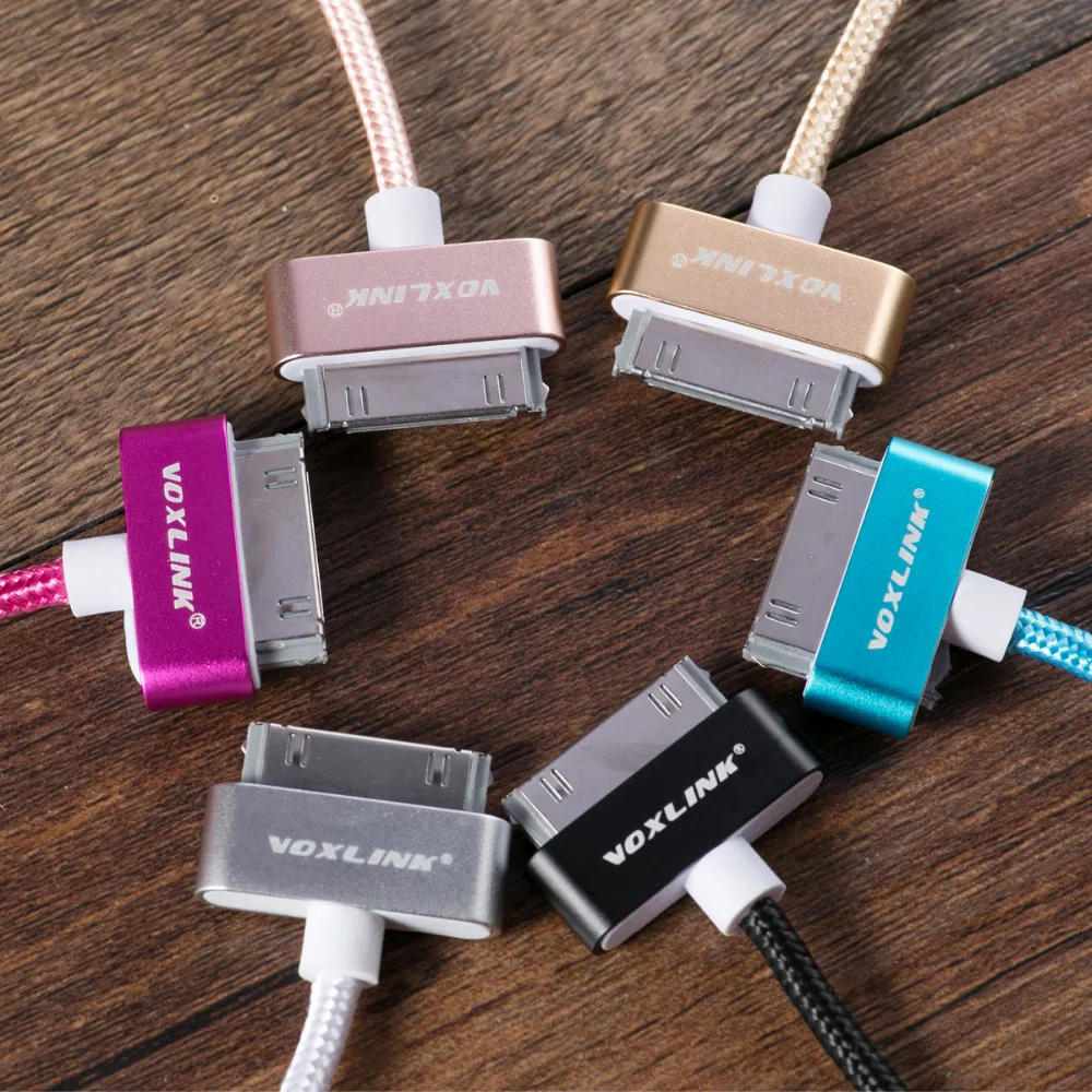 30 контактный USB кабель VOXLINK для iphone 4 3 упаковки в нейлоновой оплетке адаптер