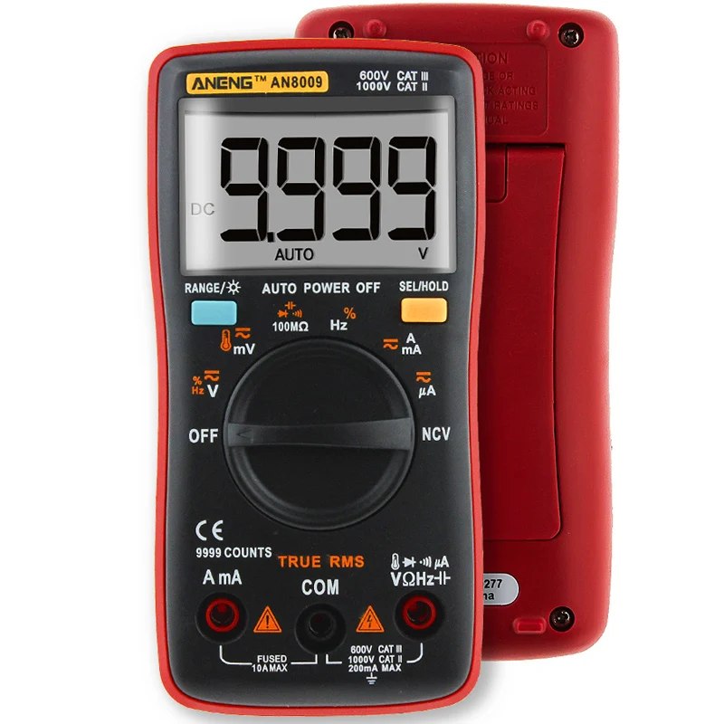 ANENG AN8009 автоматический Диапазон Цифровой мультиметр 9999 отсчетов подсветка AC/DC Амперметр Вольтметр Ом Транзистор тестер мультиметр