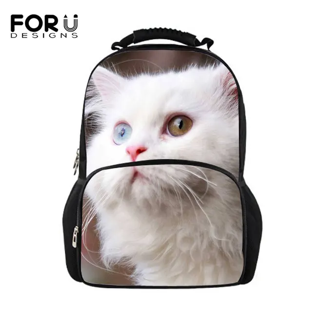 W3175A FORUDESIGNS/милый рюкзак с котом; женские рюкзаки для девочек-подростков; школьная сумка; Повседневный Черный рюкзак с принтом; Mochilas Back Pack Bag - Цвет: W3175A