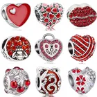 Бусины-шармы эмалированные в форме дерева и сосны, красного цвета