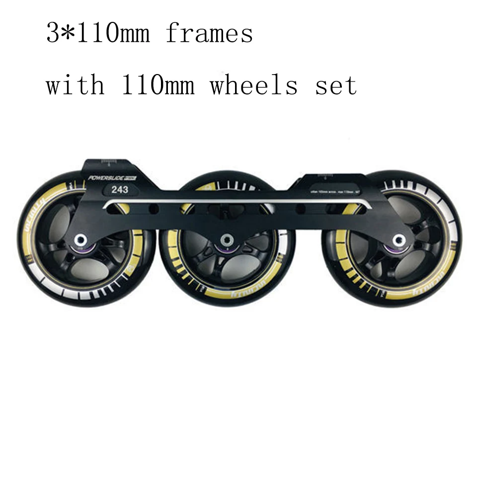 frame 110mm wheels Powerslide скоростные роликовые коньки 3*110 мм рамки 243 мм с 100 мм или 110 мм колеса для 165 мм расстояние патины база - Цвет: frame 110mm wheels