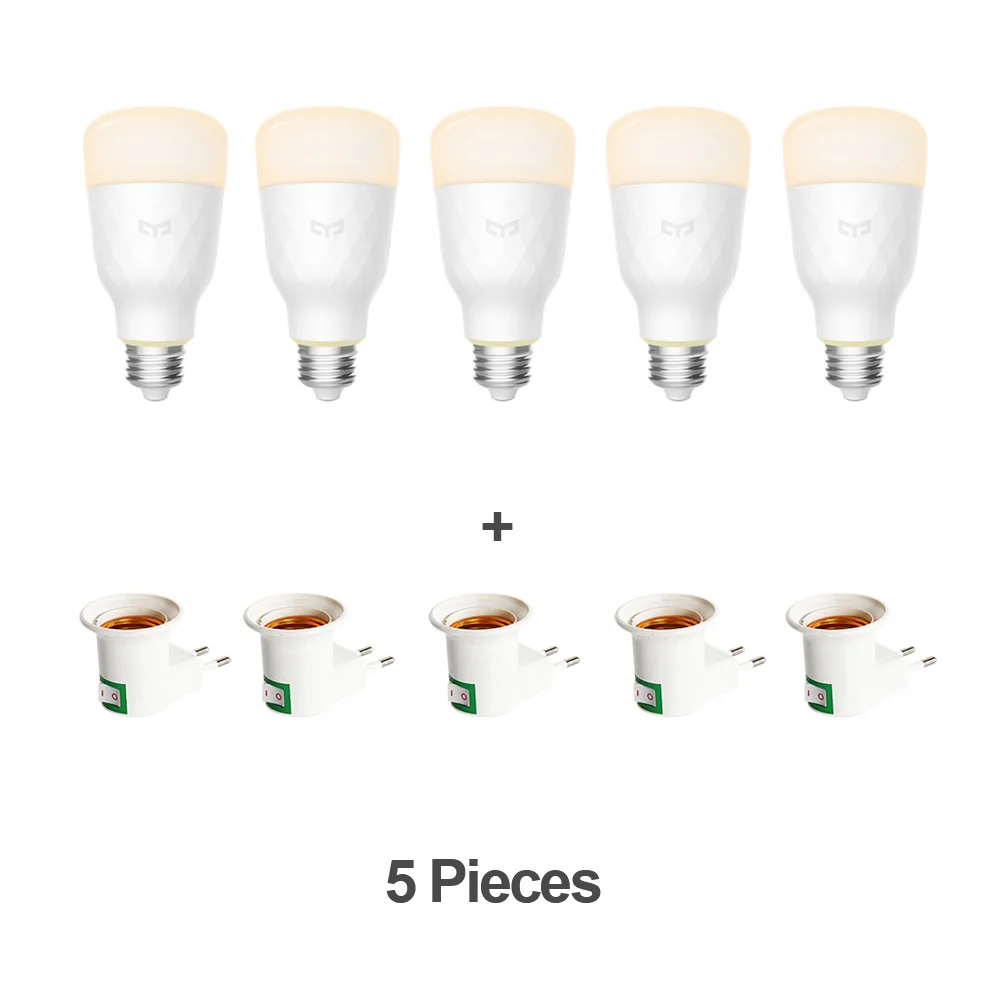 5 PCS White Bulb Горячее Обновление версии Xiao mi jia Yeelight умный светодиодный лампочка красочный белый умный лампочка для mi home App с адаптером для ЕС - Цвет: 5 PCS White Bulb