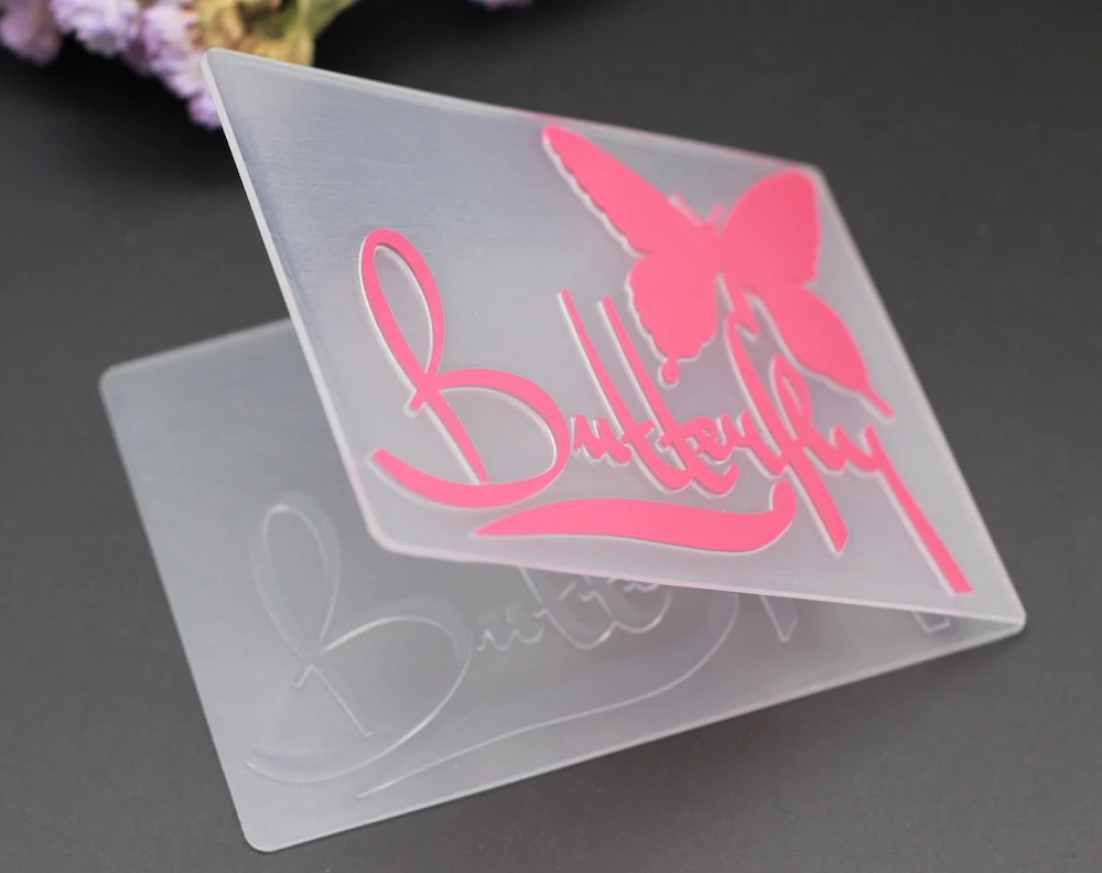 Пластиковая папка для тиснения AlinaCraft с бабочкой пружинная прозрачная сделай сам