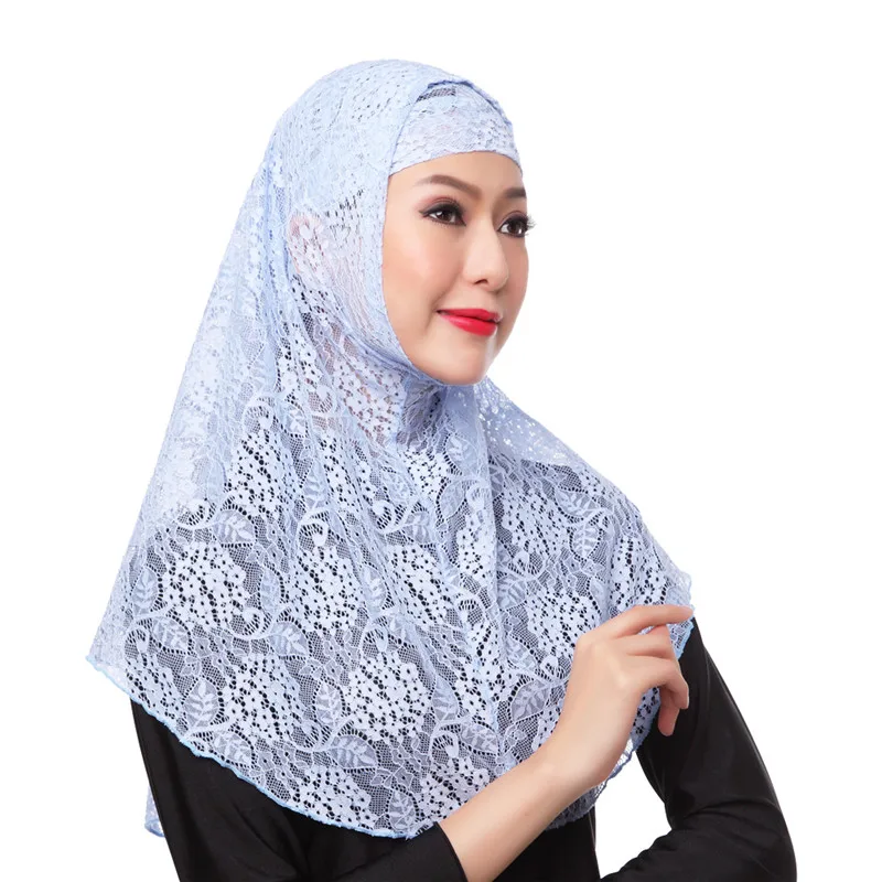 Модный кружевной мусульманский niqab Шелковый комплект из двух предметов Малайзийский хиджаб