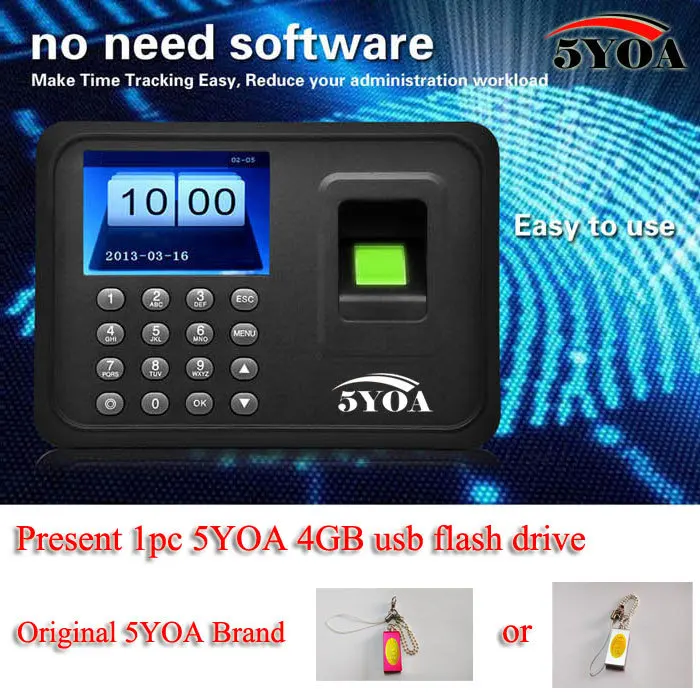 Биометрический сканер отпечатков пальцев часы рекордер цифровой электронный