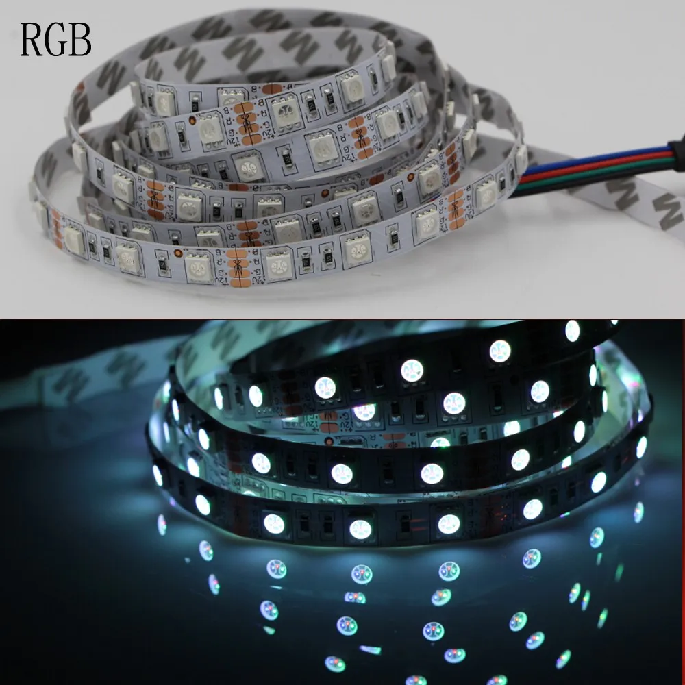 DC 12 в 1/2/3/4/5 м 5050 SMD RGB Светодиодные ленты светильник Водонепроницаемый гибкая светодиодная лента полоска светильник 60 светодиодный s/M Тира домашний декор, лампа для автомобиля