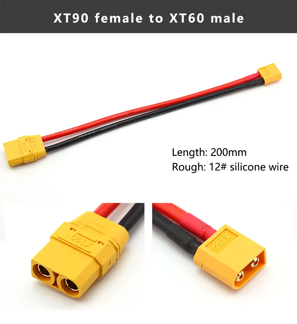 90Fto60M Литиевая батарея баланс зарядки адаптер линии Tamiya XT60 TRX JST T штекер мужчин и женщин - Цвет: 90Fto60M