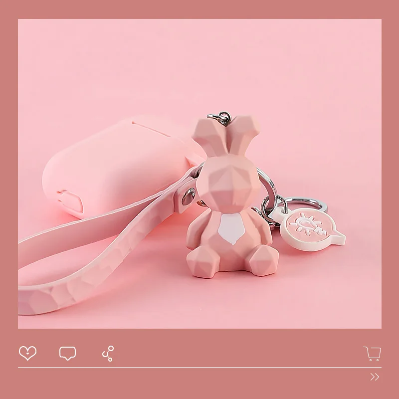 Cute DIY Cat Silicone Case For Apple Airpods Cover Bluetooth Earphone Protective for Cartoon Geometry Key Ring | Электроника