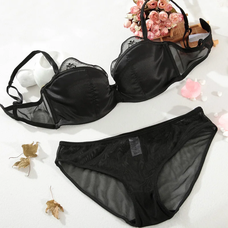 Новинка Женский комплект с бюстгальтером из Франции 1/2 чашки низкий v образный