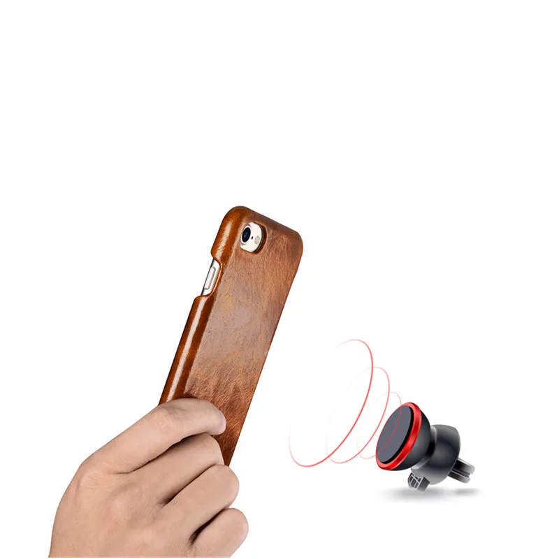 Чехол книжка ICARER Oil Wax из натуральной кожи со съемным 2 в 1 бумажником для IPhone 7 Plus 6 6S