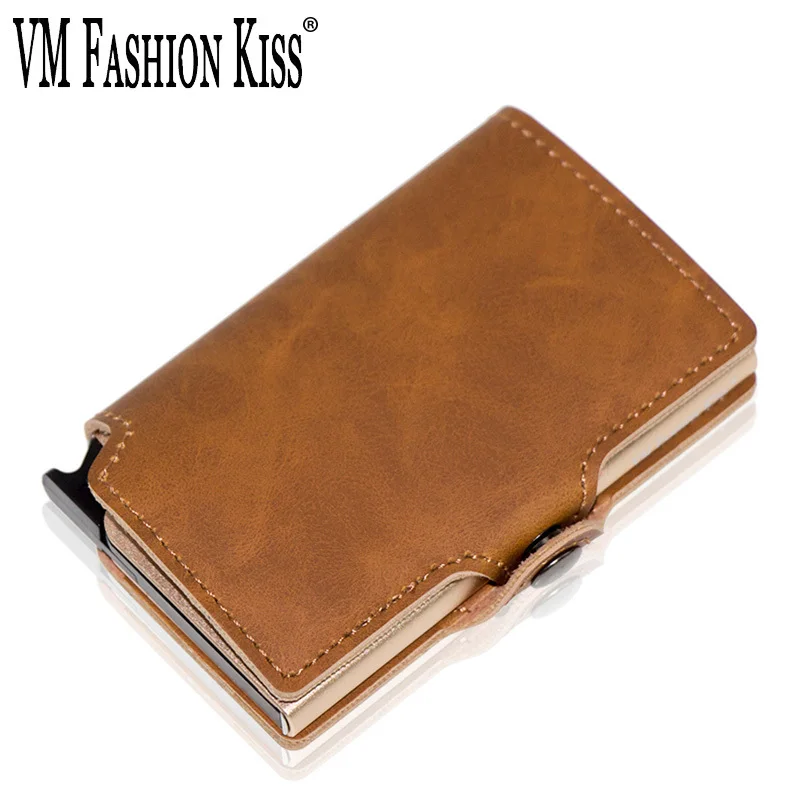 VM FASHION KISS 2021 Thin Wallet Luxury Leather Security Men Women Card Holder Wallet Ridge wallets Mini Purse Red Magic Wallet