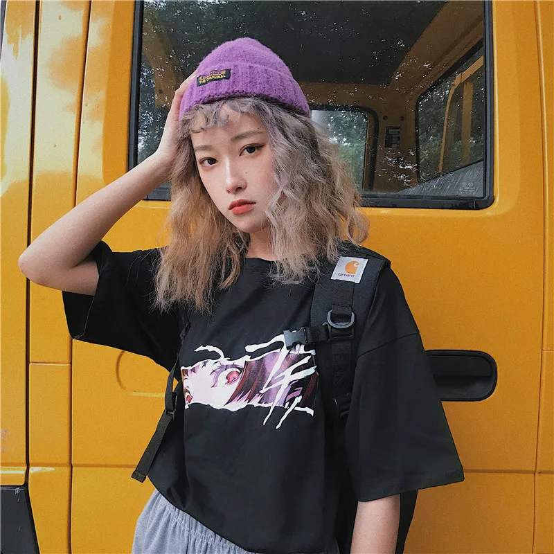 2019 Harajuku Bf Свободные мультфильм Ins футболка для женщин футболки Chic Kawaii Девушка