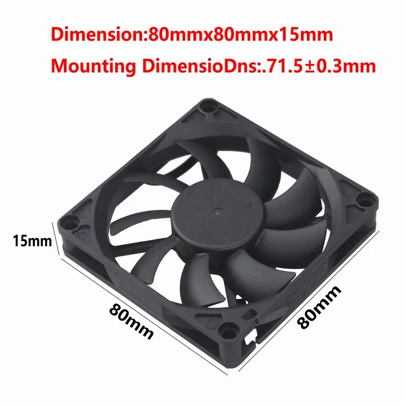 Gdstime 5 шт. 80x80x15 мм 2Pin DC 24 В охлаждающий вентилятор 80 x 15 два провода 8015 PC двигатель