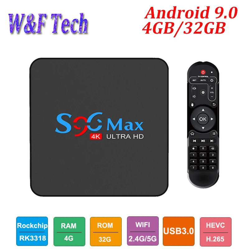 10 шт 4 ГБ 32 ГБ Смарт Android ТВ приставка RK3318 четырехъядерный S96 MAX 2,4G& 5G двойной wifi ТВ приставка 4K H.265 ТВ приставка Android 9,0