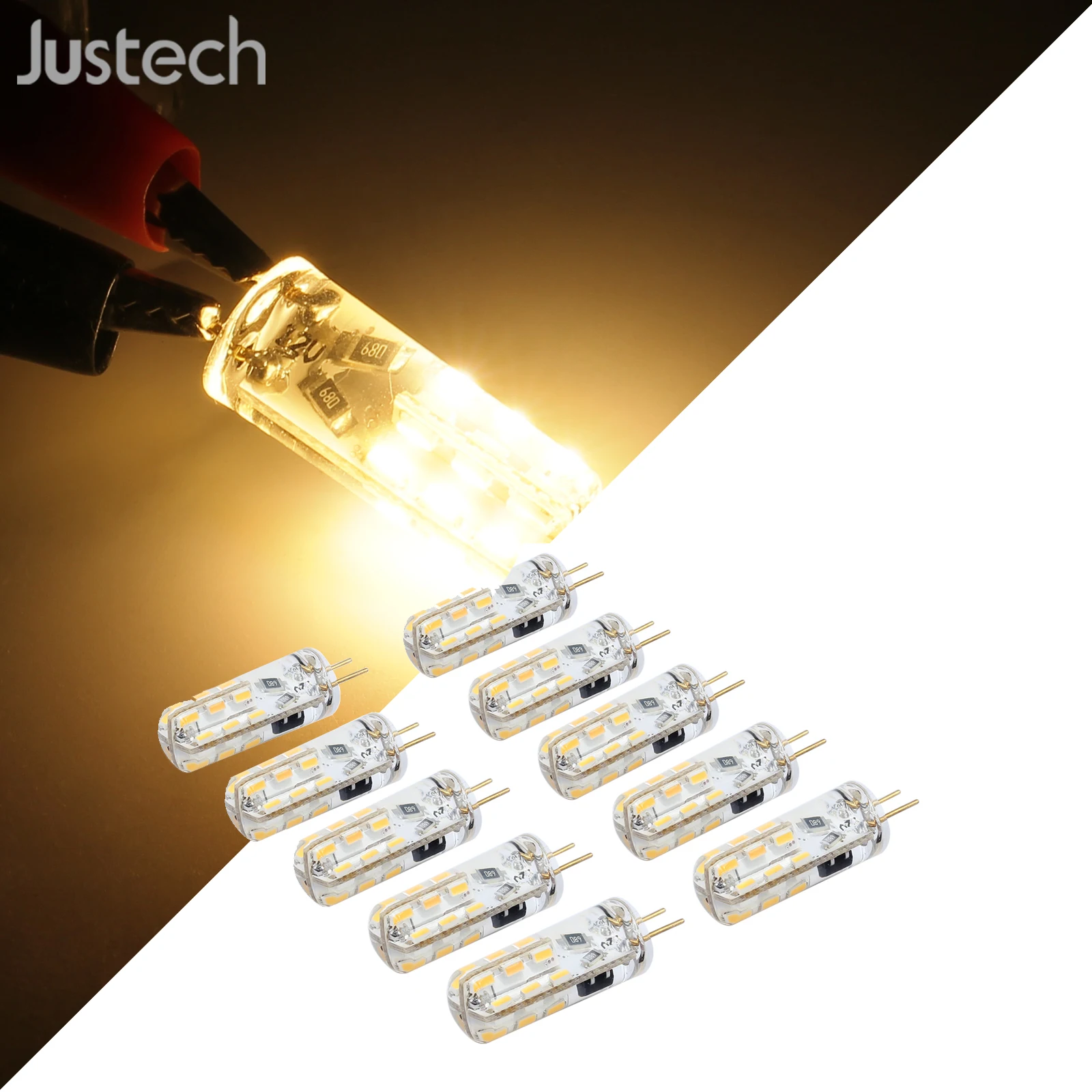 Justech 10 шт. G4 светодиодный Капсульная лампа Заменить галогенный свет DC 12 В 3014 SMD 24