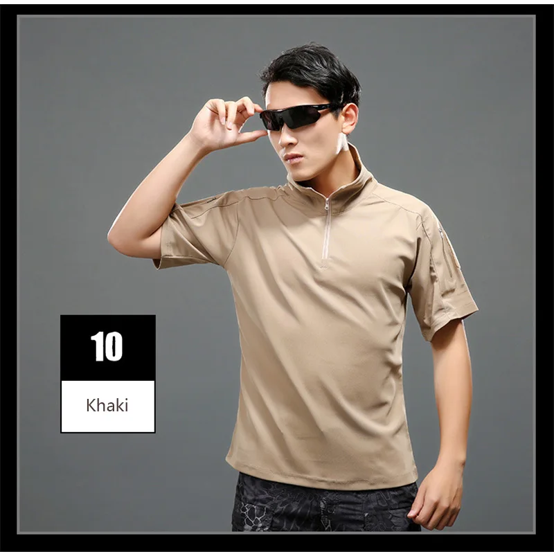 

Mens Camouflage Army T-Shirt Soldiers Combat Tactical Tee Military Short Sleeve Summer Male Hunting Camping Hiking Clothes