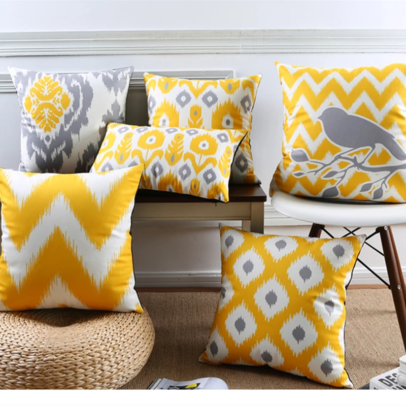 

Мягкое золото геометрический подушки с птицами Чехол бархат; Размер s; Четырехлистник желтого и серого цветов декоративные дивана с автомоб...