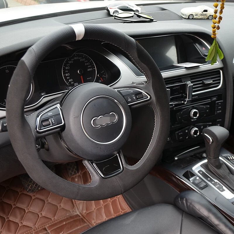 Блестящие пшеницы черная замша чехол рулевого колеса автомобиля для Audi A1 8X A3 8V