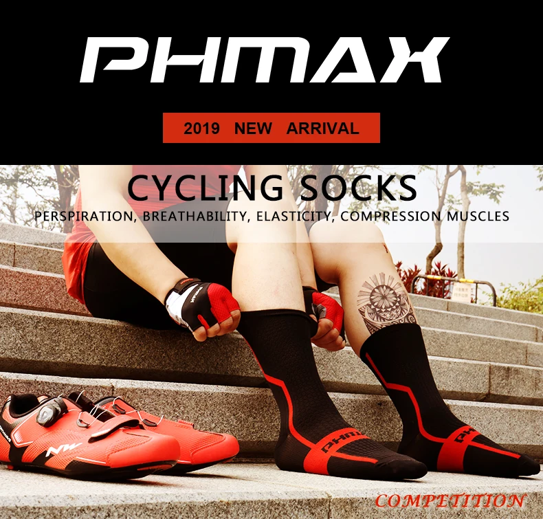 PHMAX, профессиональные велосипедные носки, 7 цветов, унисекс, спортивные носки, шоссейные, MTB, велосипедные носки, уличные спортивные, гоночные носки для горных велосипедов