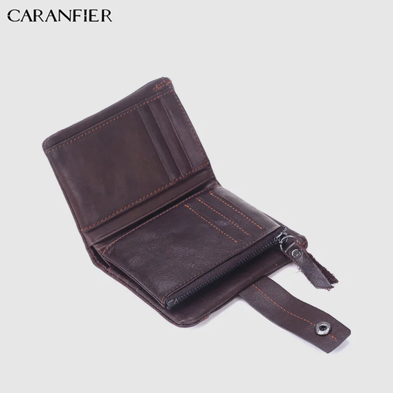 Мужской кошелек тройка CARANFIER из натуральной воловьей кожи с отделением для монет