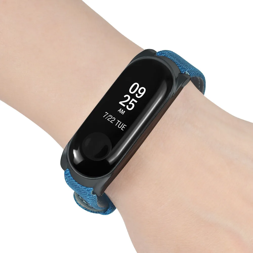 Синий джинсовый браслет ремешок + металлический чехол для Xiaomi Mi Band 3 модные часы