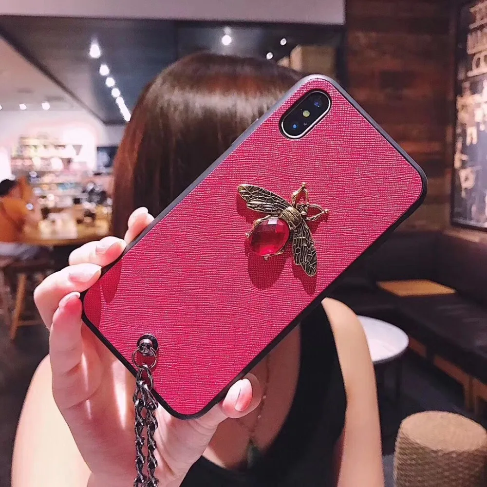 Hazy beauty для iPhone X XS чехол MAX XR Роскошные блестящие пчёлки узорные жесткие чехлы