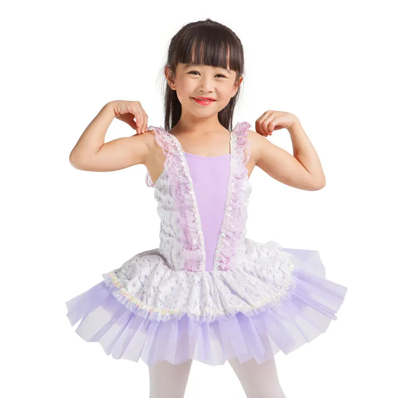 Новая высококлассная сиреневая детская балетная пачка w/купальник из спандекса