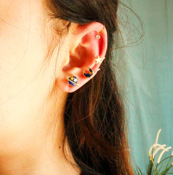 2015 милое модное золото сплав синий розовый желтый масло Вселенная Луна Звезда не