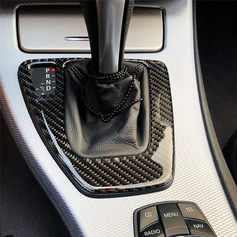 Блестящая накладка на крышку панели КПП из углеродного волокна для BMW E90