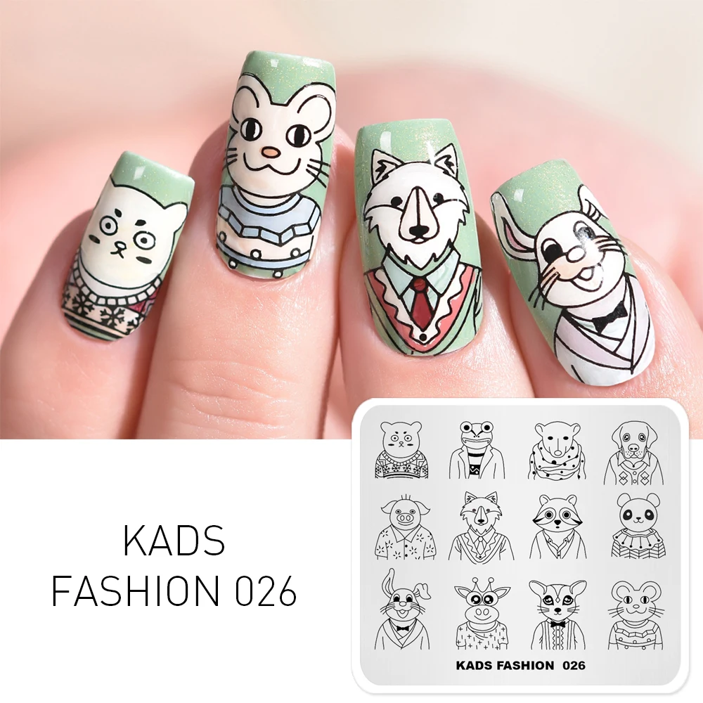

Шаблон для дизайна ногтей KADS, модный 026 милый Маус, свинка, кролик, лиса
