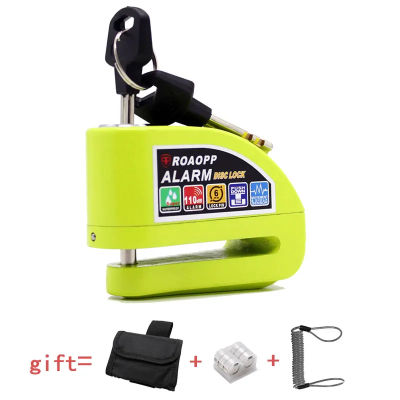 GR Lock Set Nuoxintr 110дб мотоциклетная сигнализация замок мотоцикл Противоугонная сигнализация колеса дисковый тормоз Безопасность Сирена замок для Harley YAMAHA - Цвет: GR Lock Set