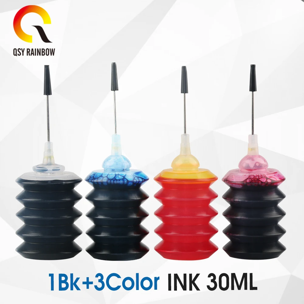 Набор сменных чернил QSYRAINBOW для принтеров HP Canon Brother Epson 30 мл 4 упаковки | Компьютеры