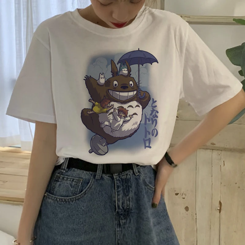 Милая футболка Totoro Studio Ghibli, Женская Футболка Harajuku Ullzang, модная футболка в стиле аниме 90 s, футболки с забавными рисунками, женские футболки - Цвет: 4268